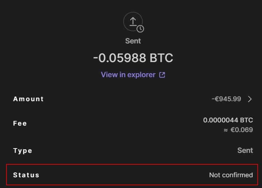 Ledger Live Transaction Status Not Confirmed