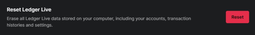 Reset Ledger Live