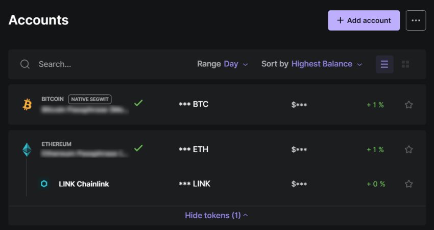 Ledger Live Accounts