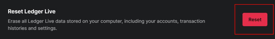 Reset Ledger Live