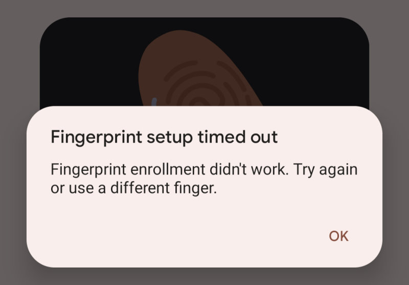 Pixel 7 Fingerprint enrollment not working